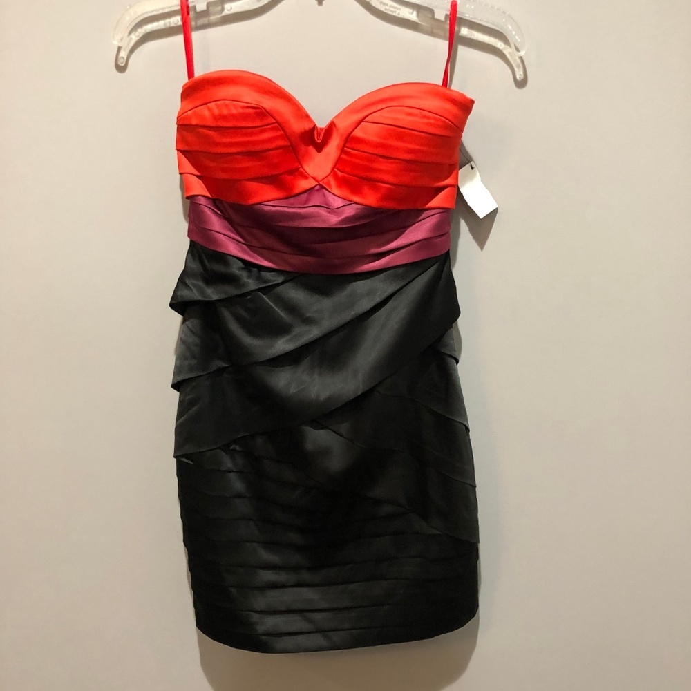 Akira Tierred Satin Mini Dress